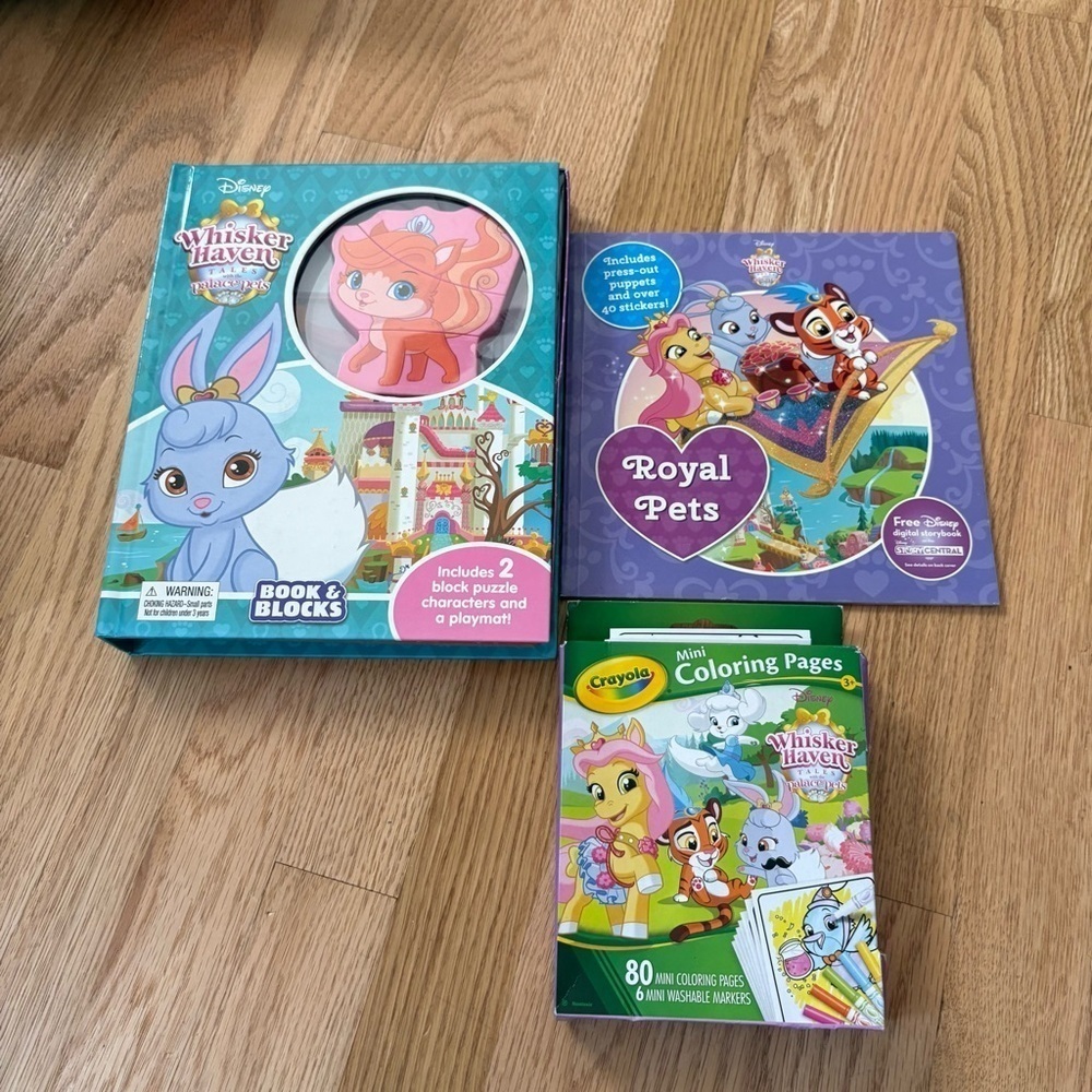 Disney Whisker Haven Book Set with Crayola Coloring Pages Royal Pets Princess - Picture 2 of 5